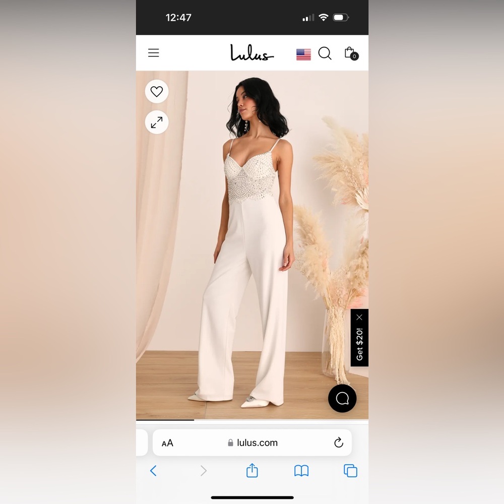 Lulus Brand New Classy Charm White Pearl Sequin Sleeveless Jumpsuit